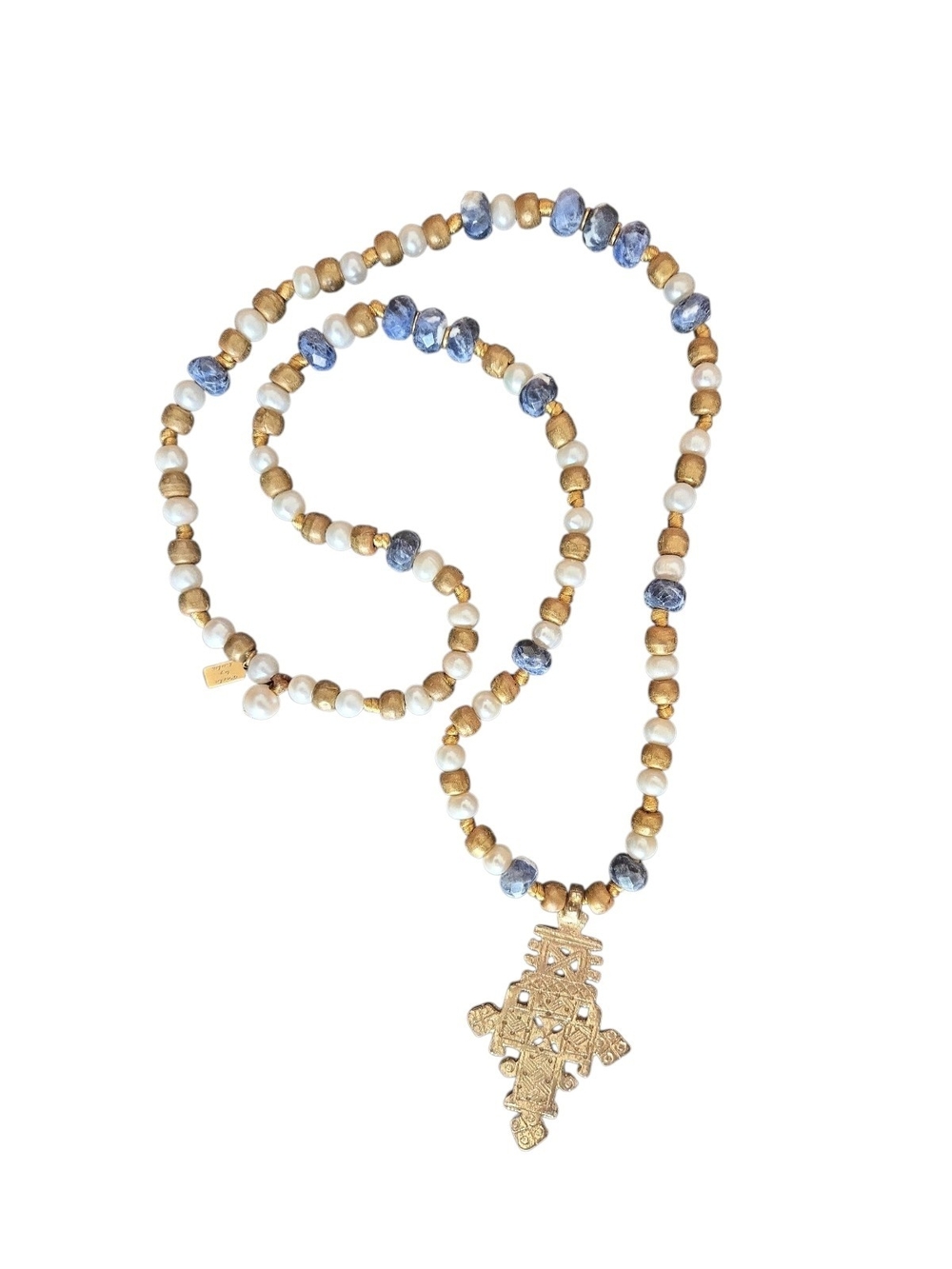 Perle by LOLA Ethiopian Coptic Cross Pendant Statement Necklace